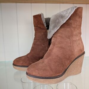 Boden Tan Suede Wedge Boots